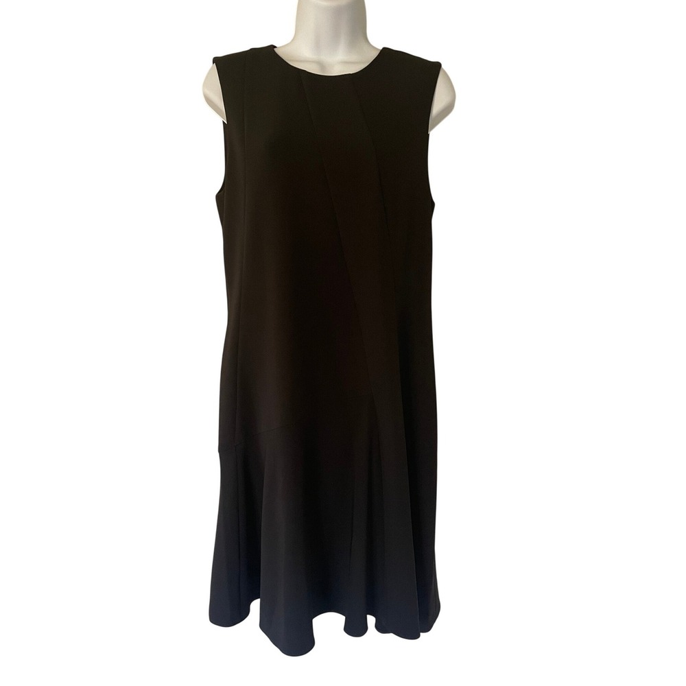 Theory Womens Asym Drape DR Admiral Crepe Black Sleeveless Dress Size 8 New